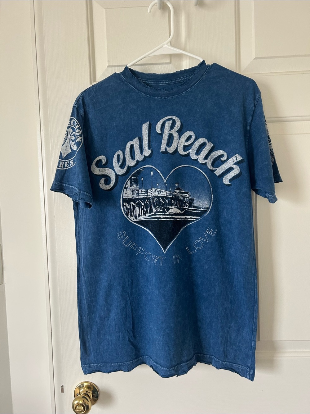 Affliction Seal Beach Graphic Tee - Blue with White Print